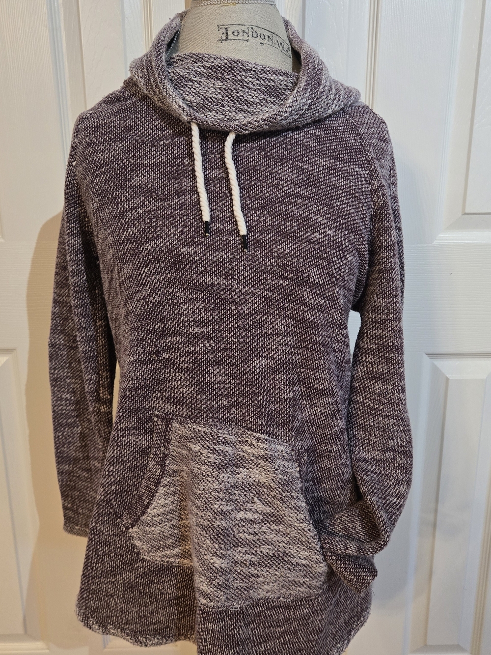 Calvin Klein Performance Marled Knit Hoodie in Plum and Cream